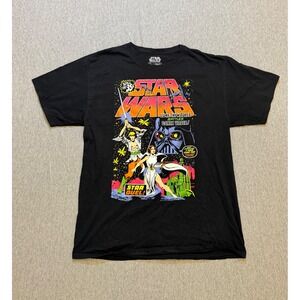 Star Wars Mad Engine Comic Book Graphic T-Shirt Mens Large Black Luke Leia Vader